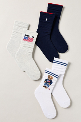 Polo Ralph Lauren Icon Crew Socks, Set Of 3 In White