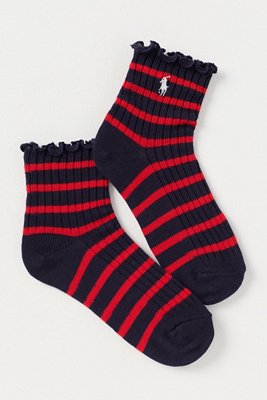Polo Ralph Lauren Striped Ruffle-cut Socks In Blue