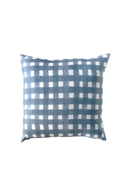 Goldie Home Cross-hatch Linen Pillow In Blue