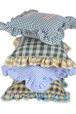Casa Edel Embroidered Gingham Ruffle Pillow In Multi
