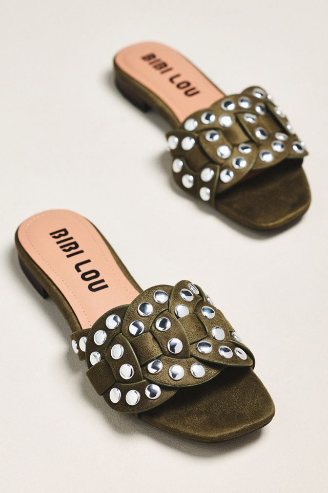 Bibi Lou Studded Faux Suede Slides #3