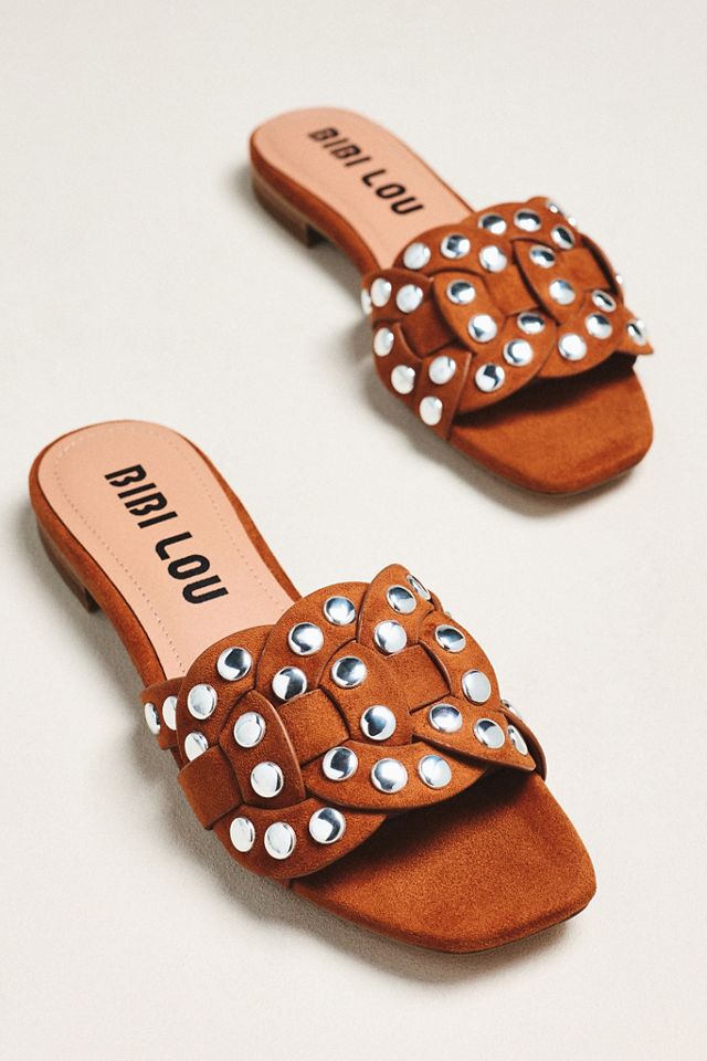 Bibi Lou Studded Faux Suede Slides #1