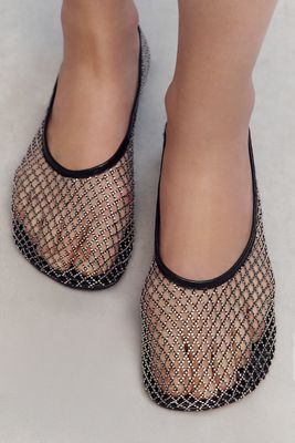 Lola Cruz Sequin Mesh Ballet Flats