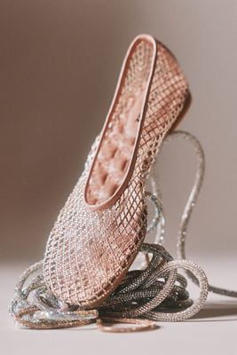 Lola Cruz Sequin Mesh Ballet Flats