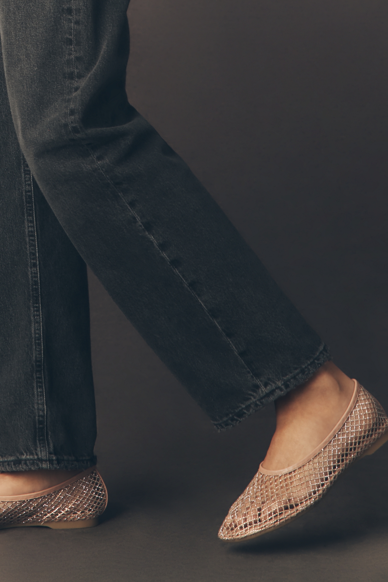 Lola Cruz Sequin Mesh Ballet Flats