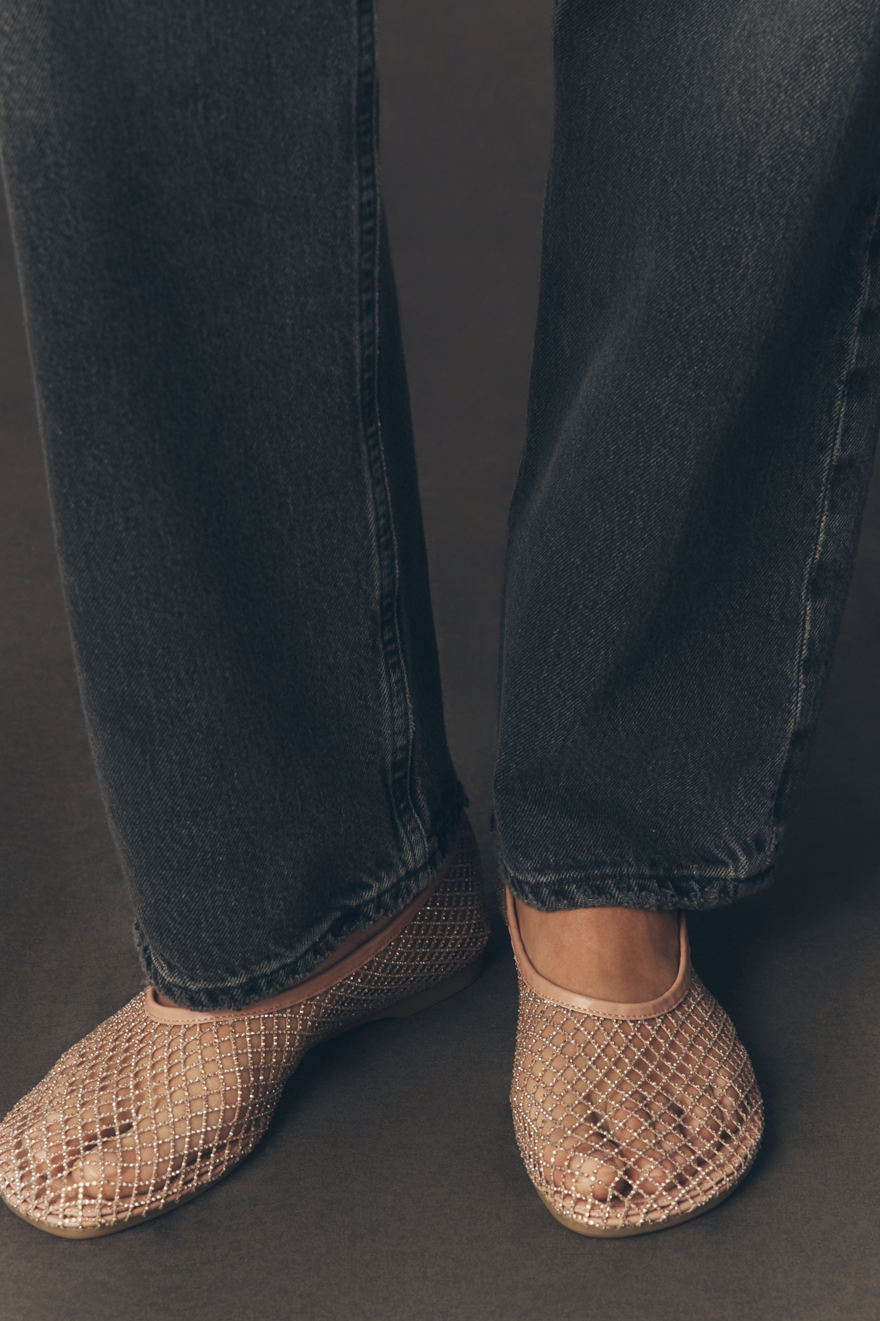 Lola Cruz Sequin Mesh Ballet Flats