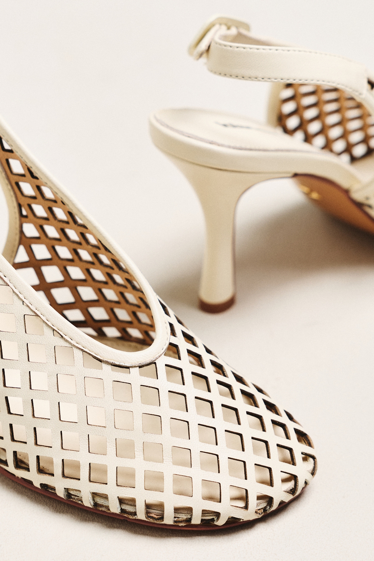 Lola Cruz Cutout Leather Slingback Heels