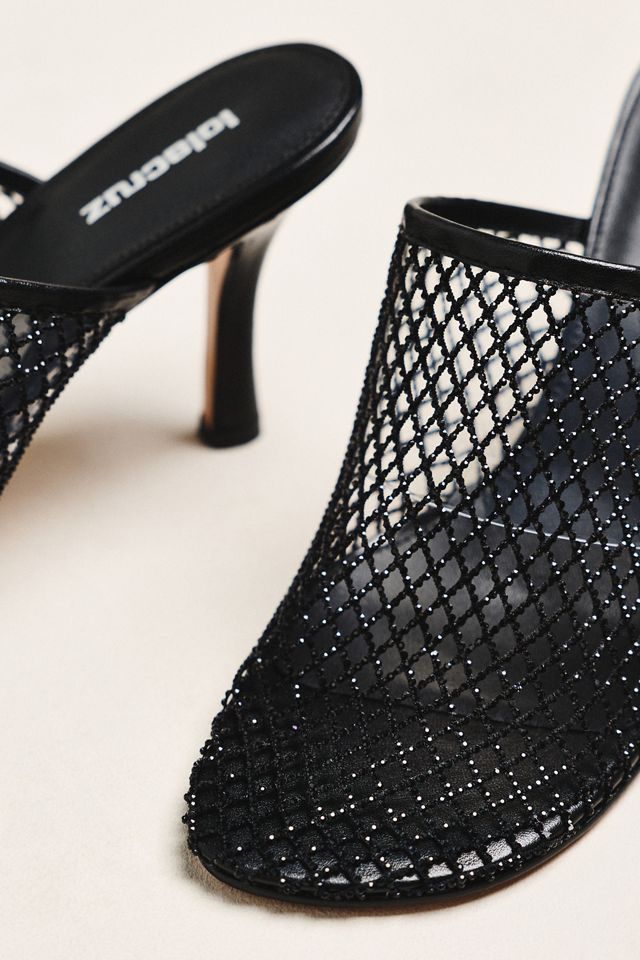 Lola Cruz Rhinestone Netted Mule Heels #2