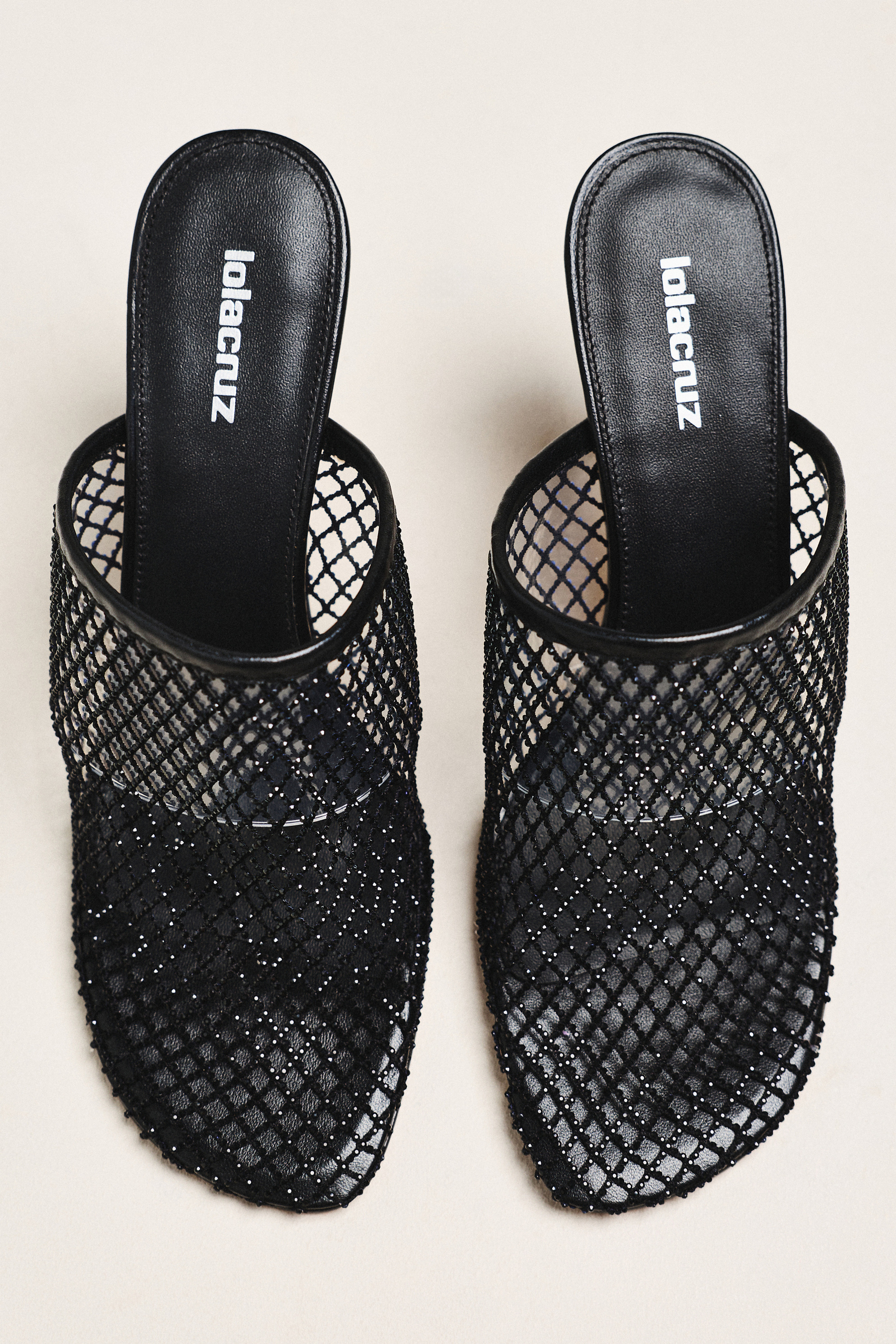 Rhinestone Netted Mule Heels - Image 1