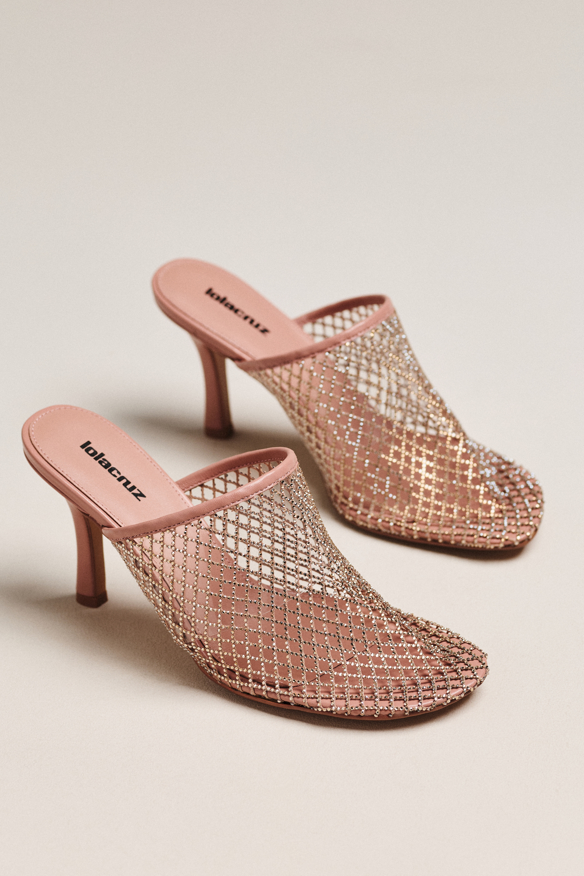 Rhinestone Netted Mule Heels — Image 5