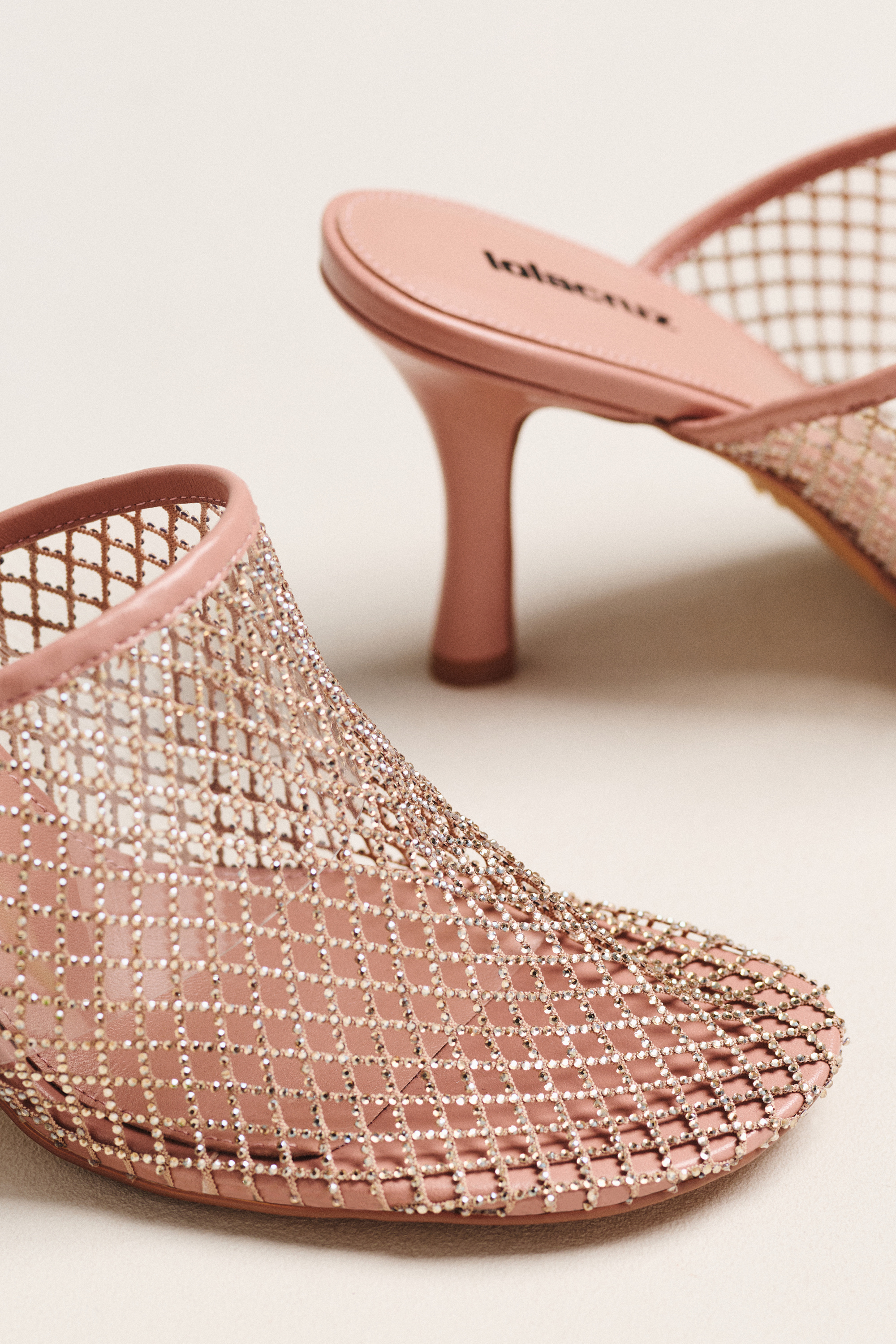 Rhinestone Netted Mule Heels — Image 6