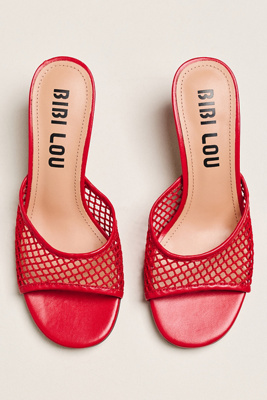 Mesh Open-Toe Mule Heels