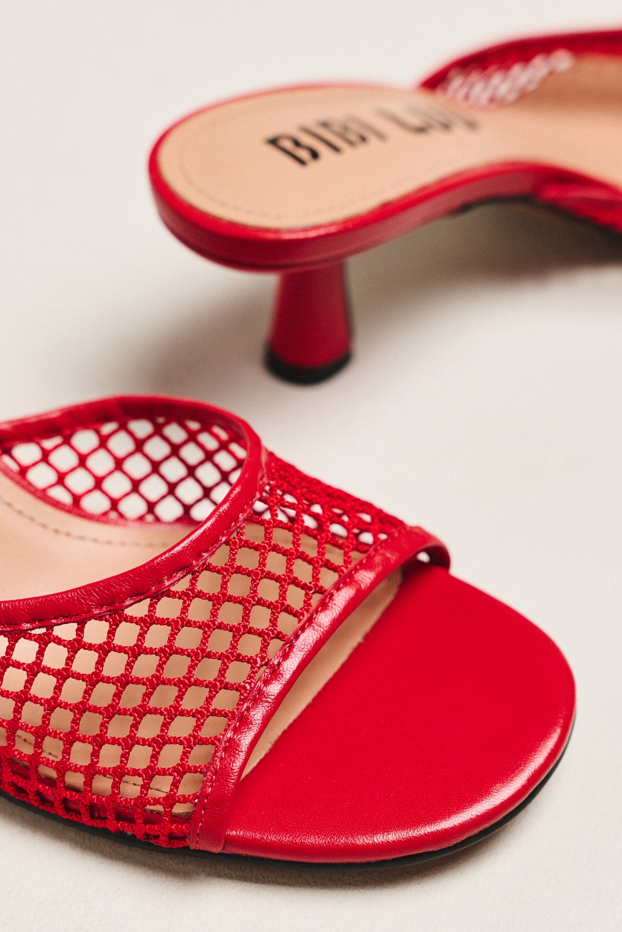 Bibi Lou Mesh Open-Toe Mule Heels