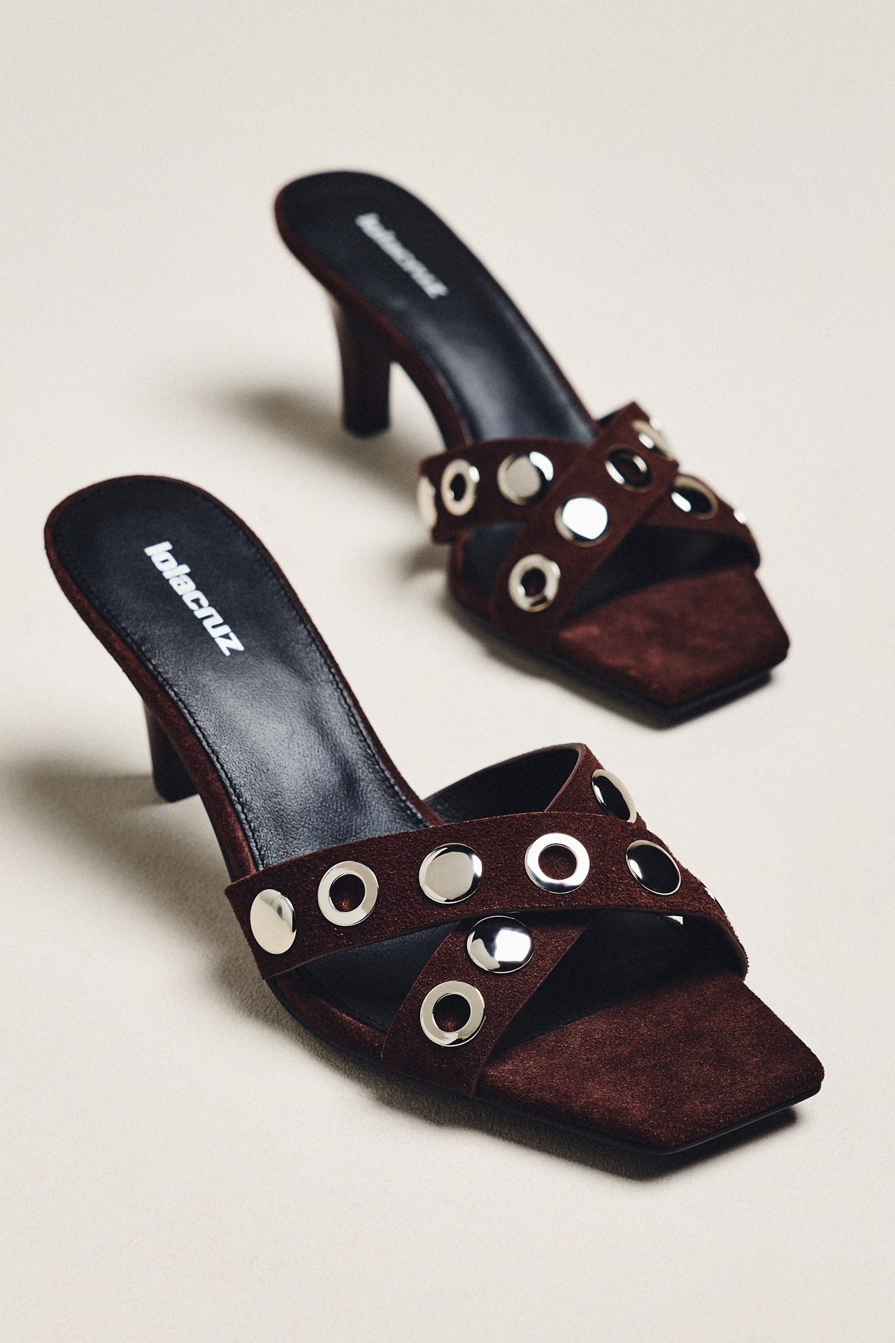 Lola Cruz Studded Mule Heels