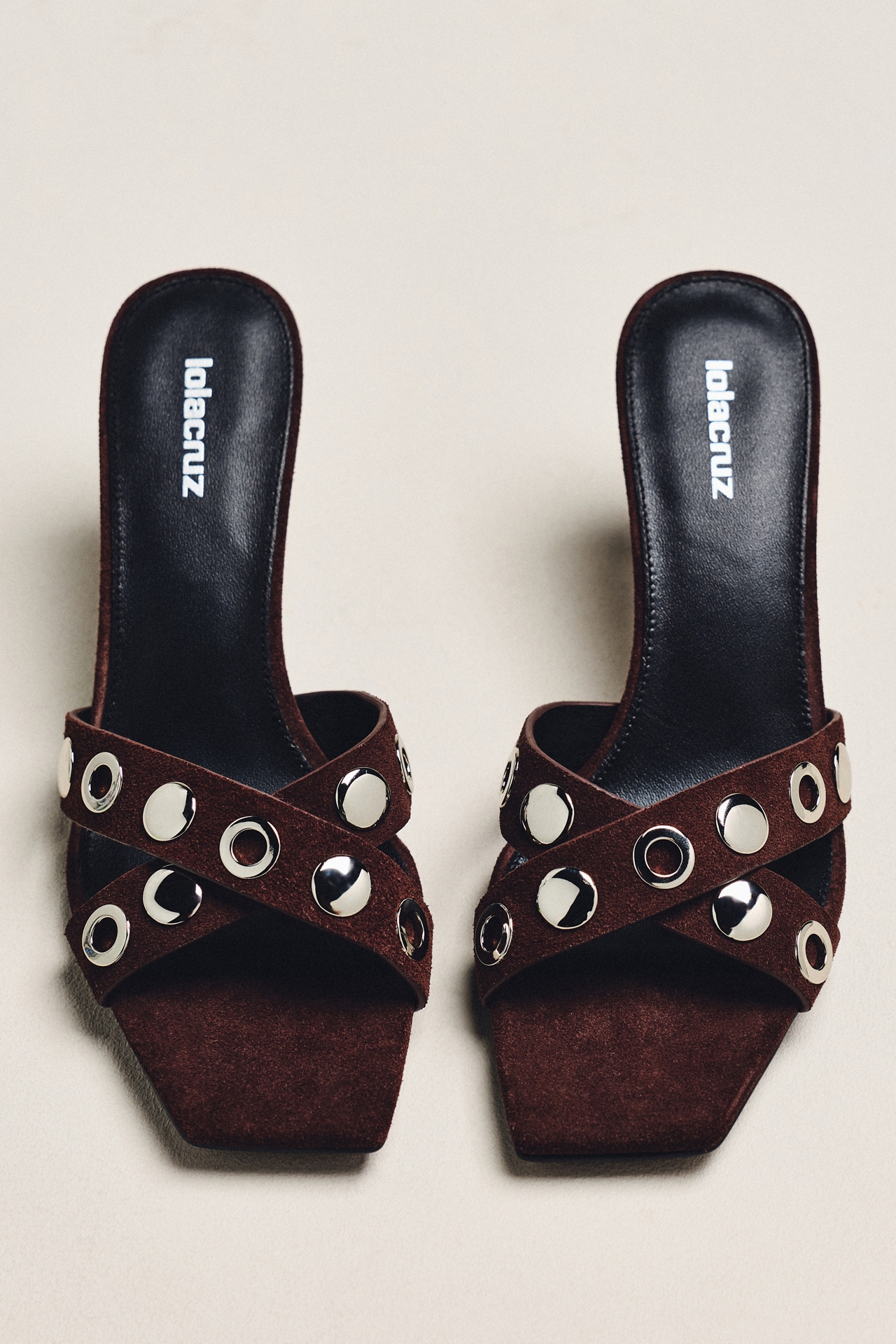 Lola Cruz Studded Mule Heels