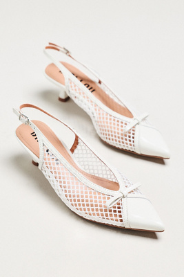 Mesh Slingback Bow Kitten Heels