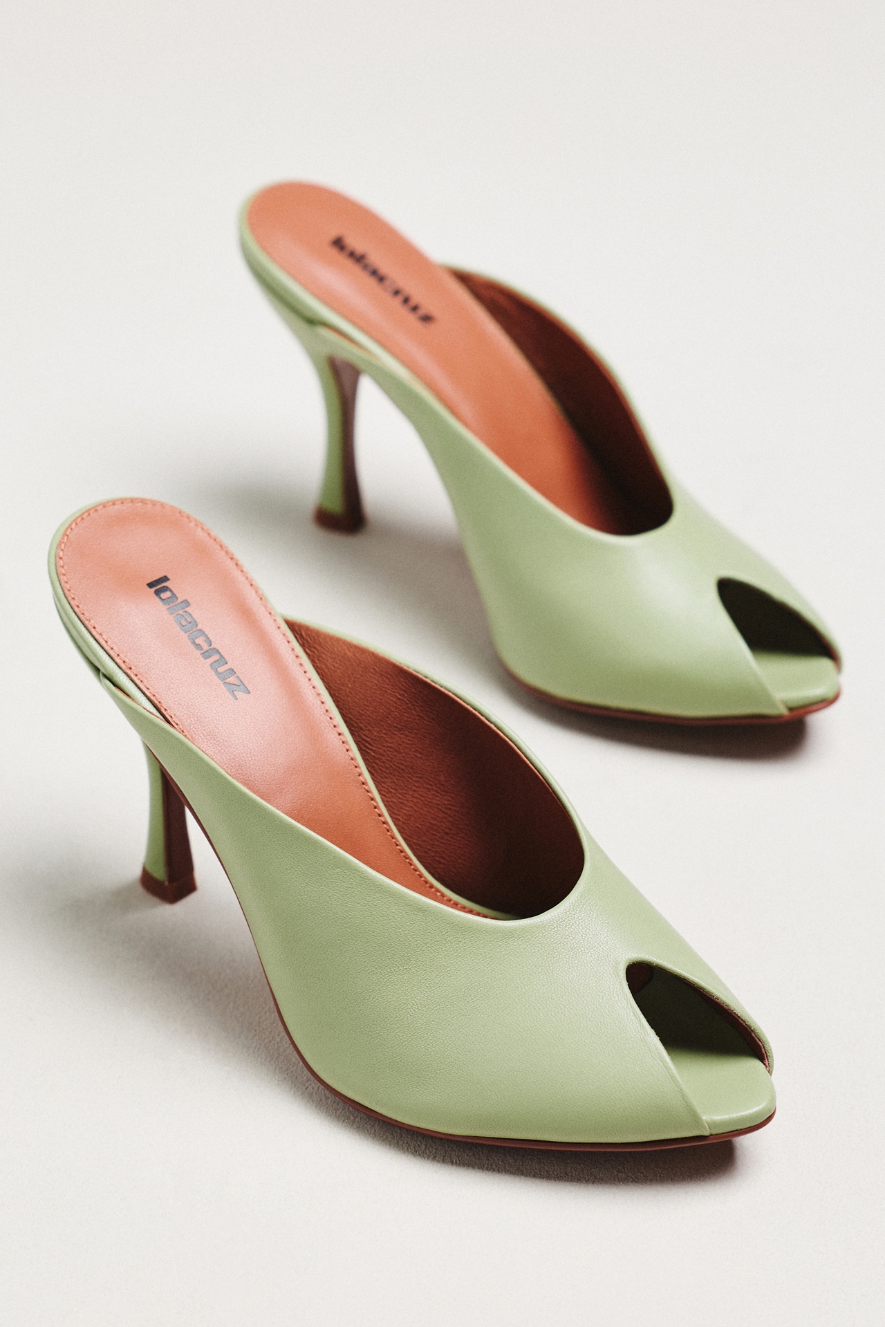 Lola Cruz Peep-Toe Mule Heels