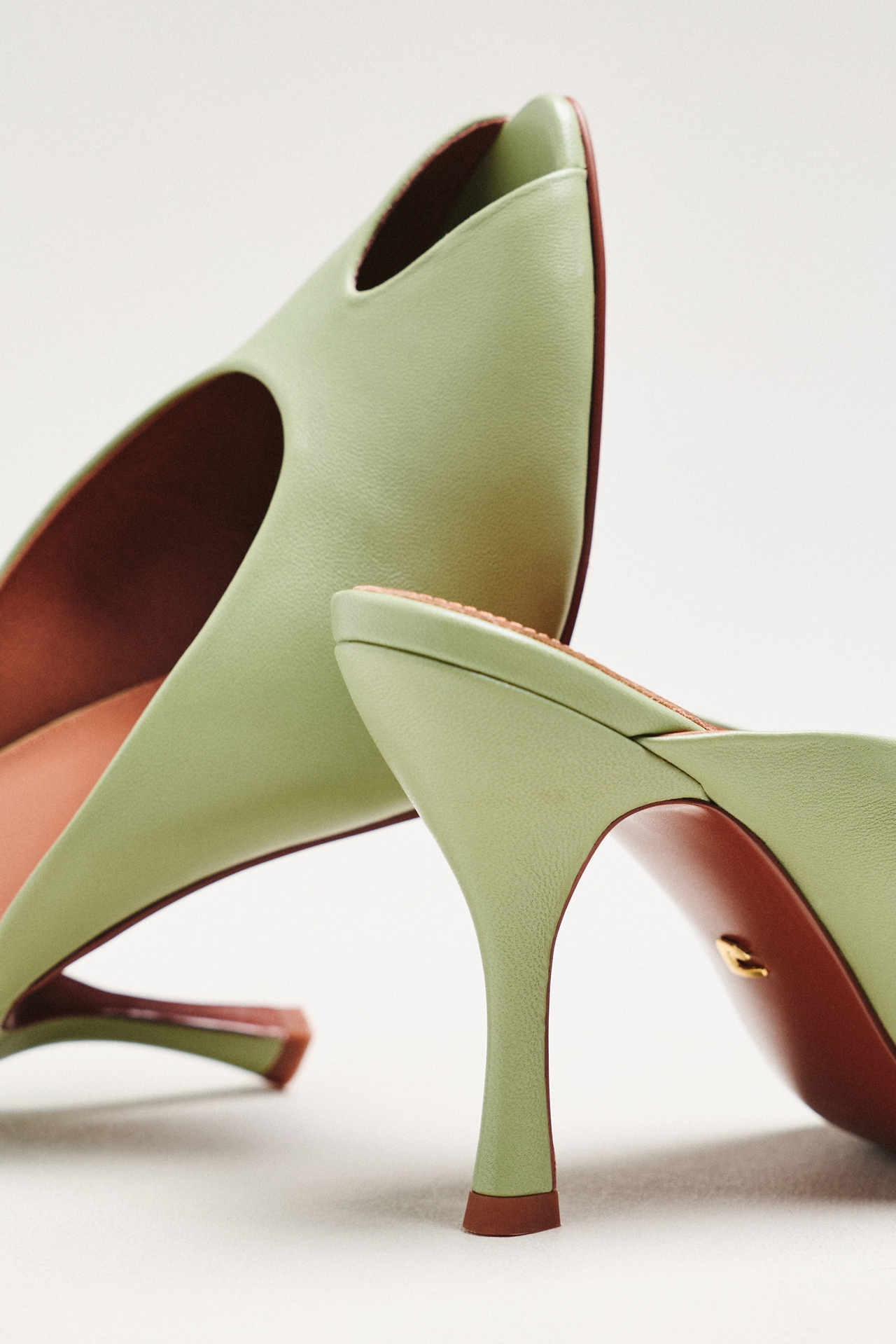 Lola Cruz Peep-Toe Mule Heels