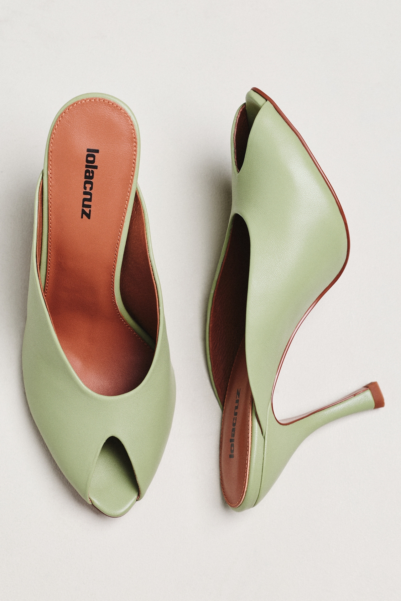 Lola Cruz Peep-Toe Mule Heels