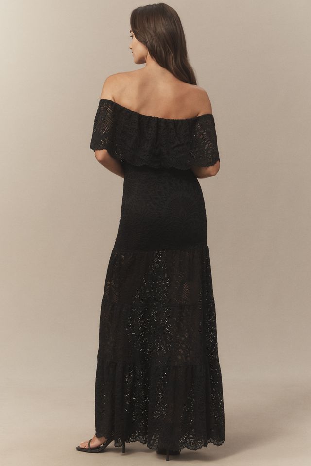 Nightcap Lanai Positano Off-Shoulder Tiered Lace Maxi Dress #1