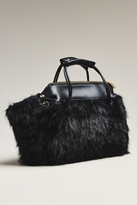 By Anthropologie Faux Fur Shoulder Bag In Black