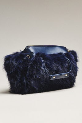 By Anthropologie Faux Fur Shoulder Bag In Blue