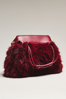 By Anthropologie Faux Fur Shoulder Bag In Purple