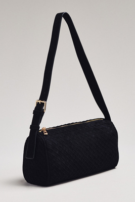 By Anthropologie Woven Faux-suede Shoulder Bag In Black