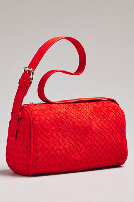 By Anthropologie Woven Faux-suede Shoulder Bag In Red