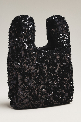 By Anthropologie Paillette Sequin Bag In Black