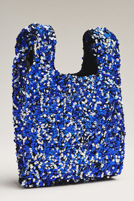By Anthropologie Paillette Sequin Bag In Blue