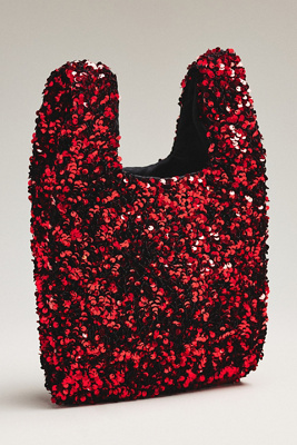 By Anthropologie Paillette Sequin Bag In Red