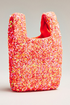 By Anthropologie Paillette Sequin Bag In Orange