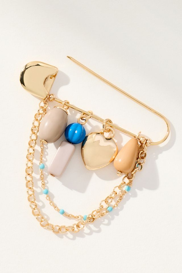 Paperclip Beaded Charm Brooch #1