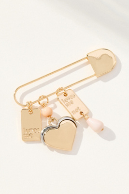 By Anthropologie Paperclip Beaded Charm Brooch In Gold