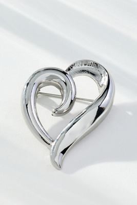 By Anthropologie Swirled Heart Brooch In Gray