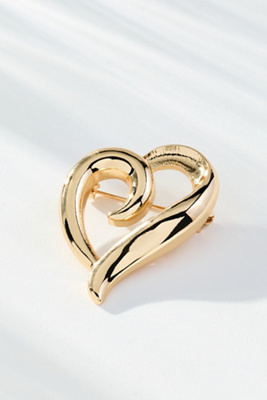 By Anthropologie Swirled Heart Brooch In Gray