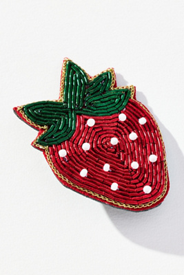 By Anthropologie Embellished Icon Brooch In Red