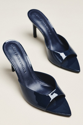 Black Suede Studio Brea 80 Open-toe Heels In Blue
