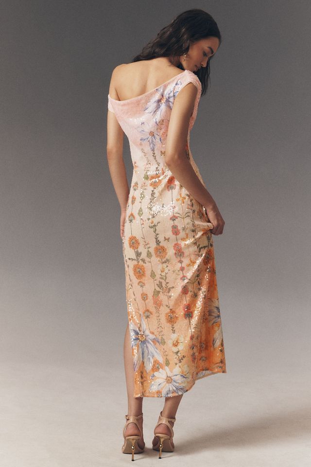 BHLDN Lola Stretch Sequin Long-Sleeve Midi Dress