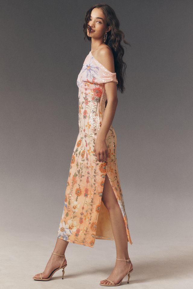 BHLDN Lola Stretch Sequin Long-Sleeve Midi Dress