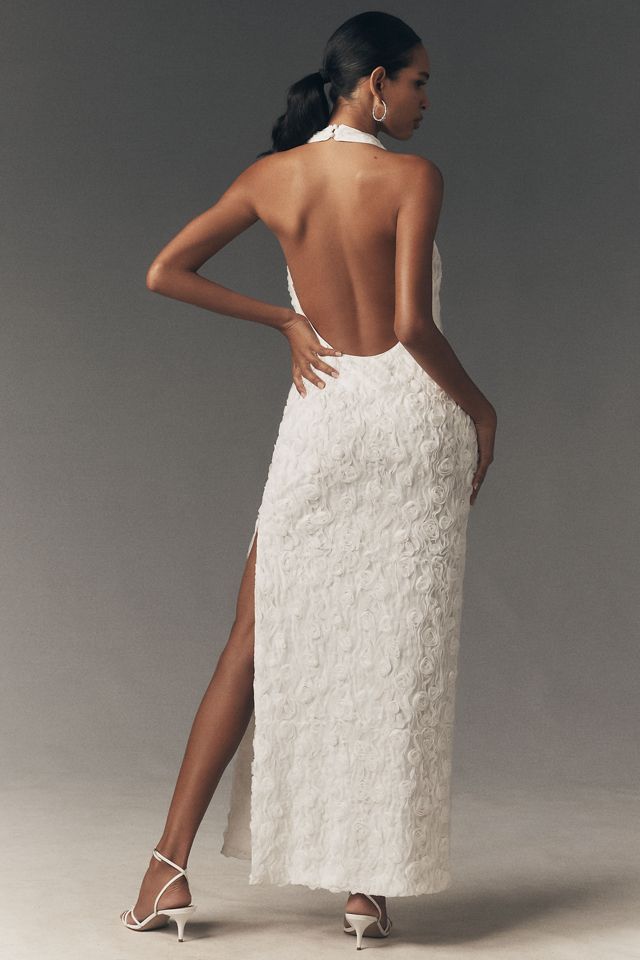 BHLDN Textured Halter Slim Midi Dress