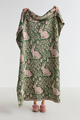 Cotton Knit Floral Animal Throw Blanket