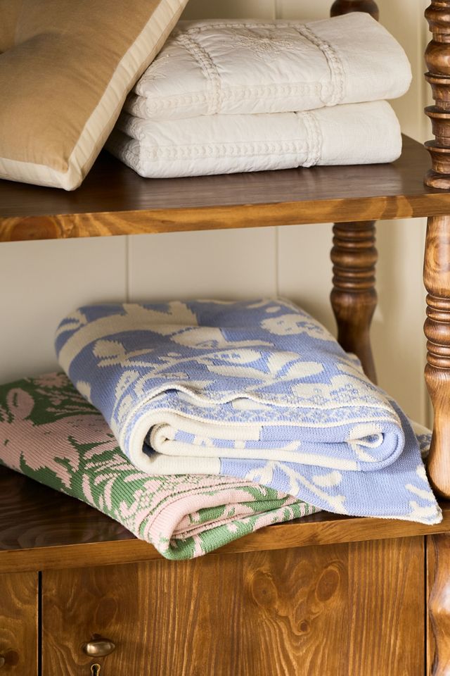 Cotton Knit Floral Animal Throw Blanket | AnthroHome