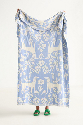 Cotton Knit Floral Animal Throw Blanket