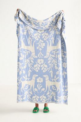 Cotton Knit Floral Animal Throw Blanket