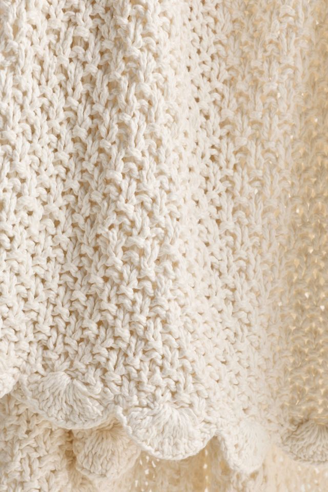Zora Cotton Scallop Edge Knit Throw Blanket | AnthroHome