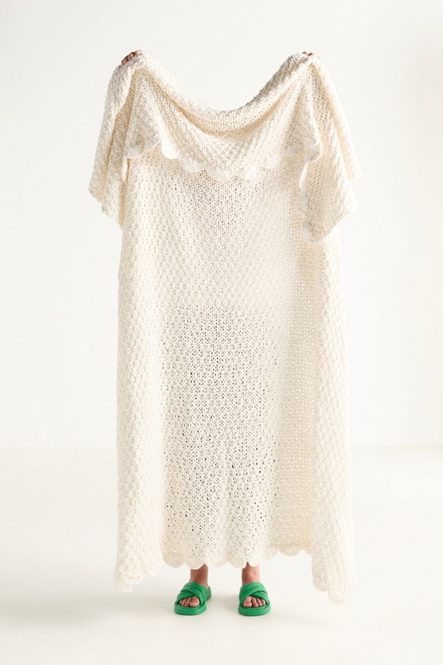 Zora Cotton Scallop Edge Knit Throw Blanket | AnthroHome