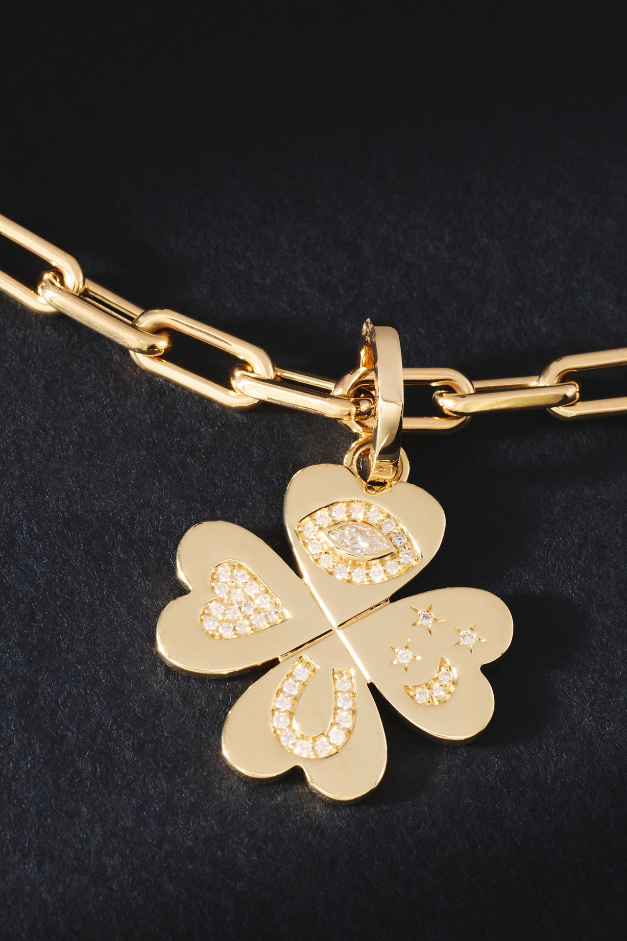 Adina Reyter Good Luck Diamond Clover Hinged Charm