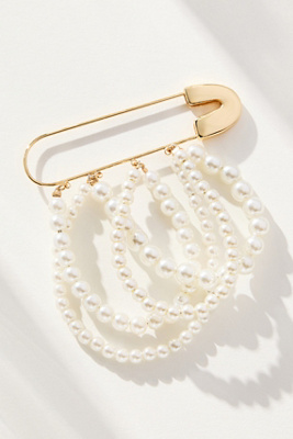 By Anthropologie Paperclip Pearl Brooch In White